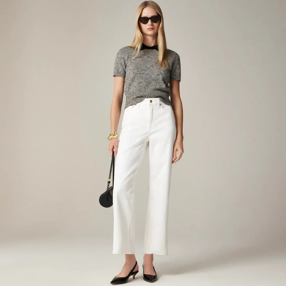 J. Crew 96 Slim Wide Jean Womens 27 White Boho Nautical Indie‎ Preppy Street NWT